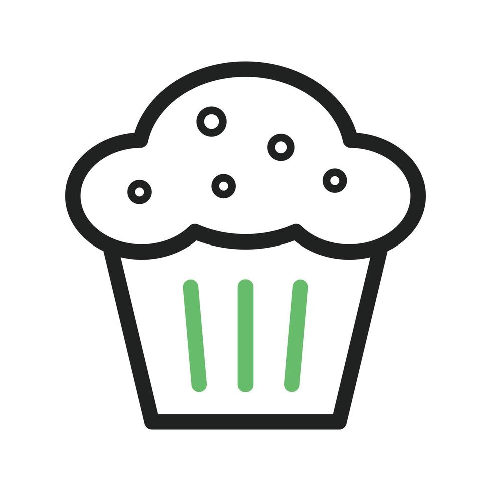 ícone verde e preto de linha de muffin vetor