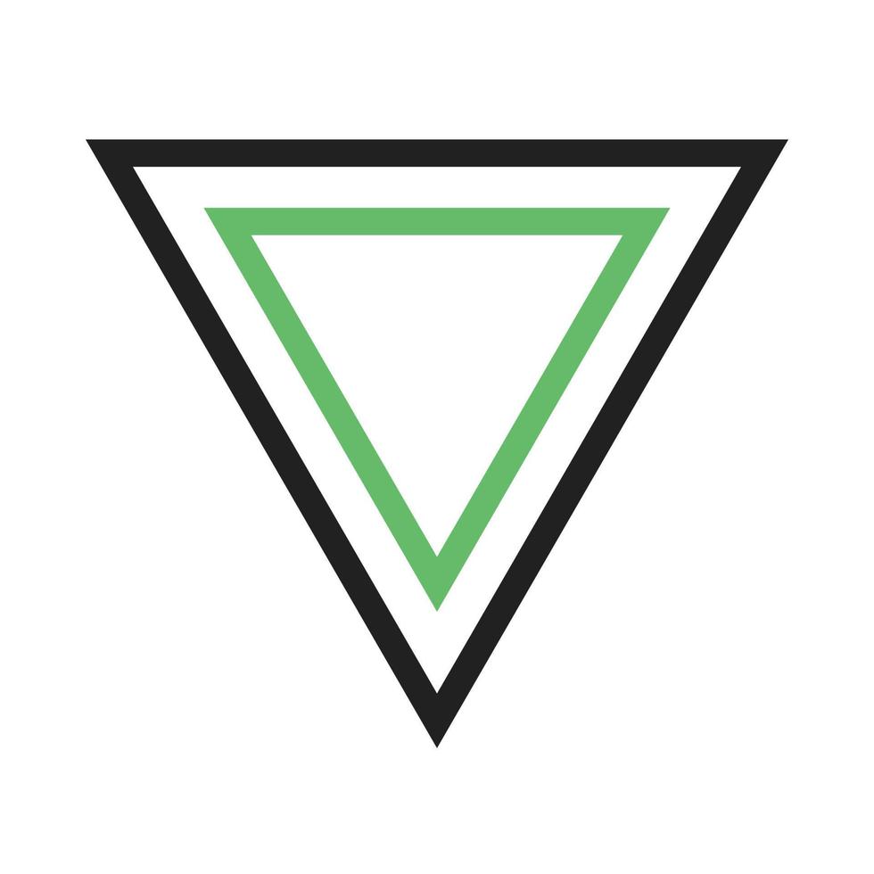 ícone verde e preto da linha do triângulo invertido vetor