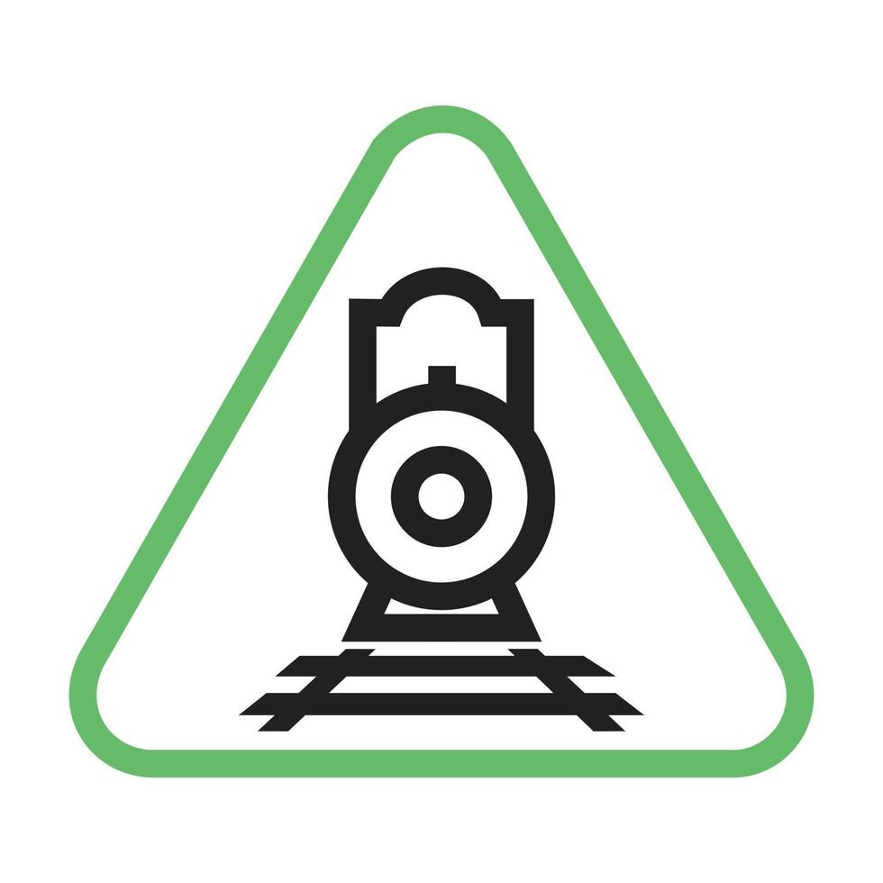 linha de sinal ferroviário ícone verde e preto vetor