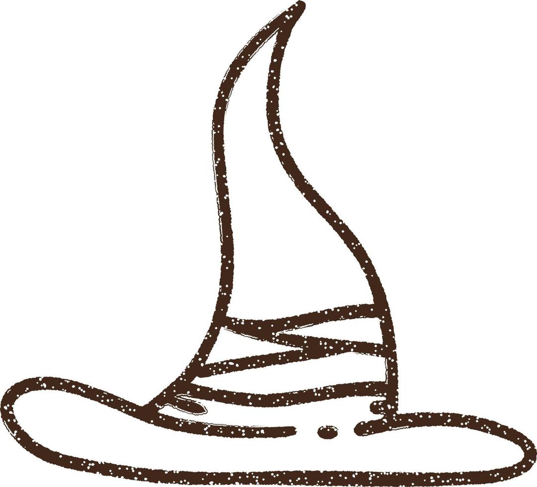 desenho a carvão de chapéu de bruxa vetor