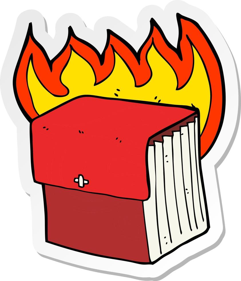 adesivo de um desenho animado queimando arquivos de negócios vetor