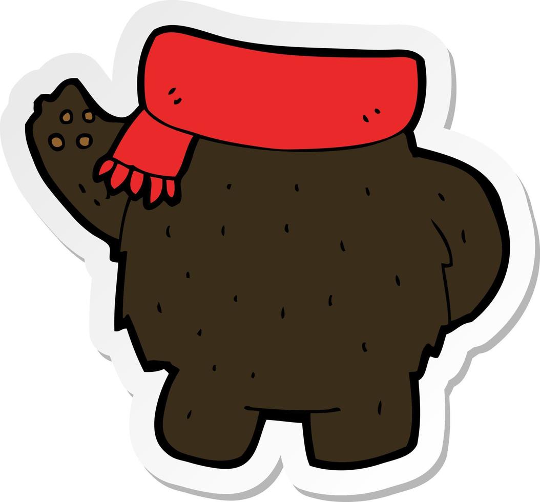 adesivo de um corpo de urso preto de desenho animado vetor