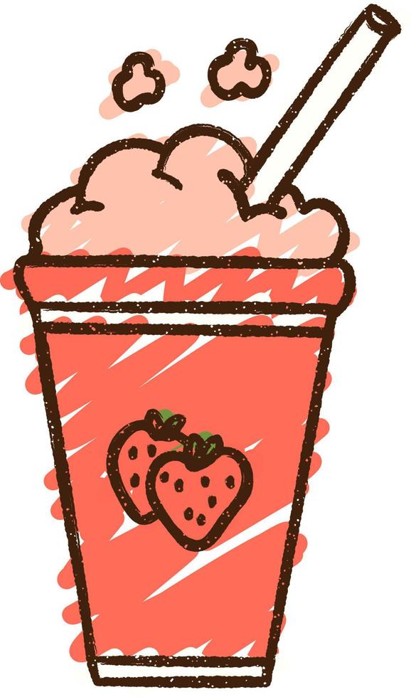 desenho de giz de smoothie de morango vetor