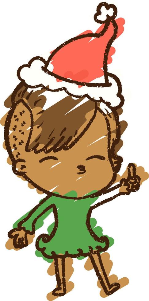 desenho de giz de mulher de natal vetor