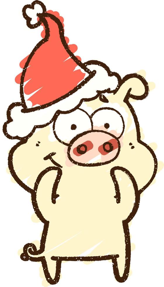 desenho de giz de porco de natal vetor