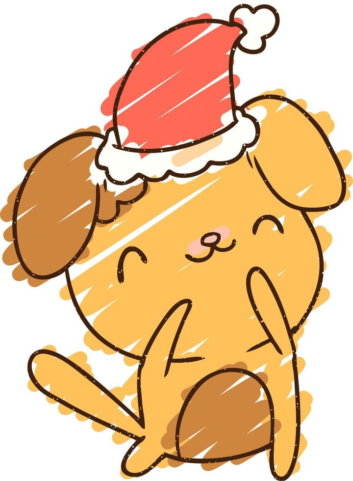 desenho de giz de cachorro de natal vetor