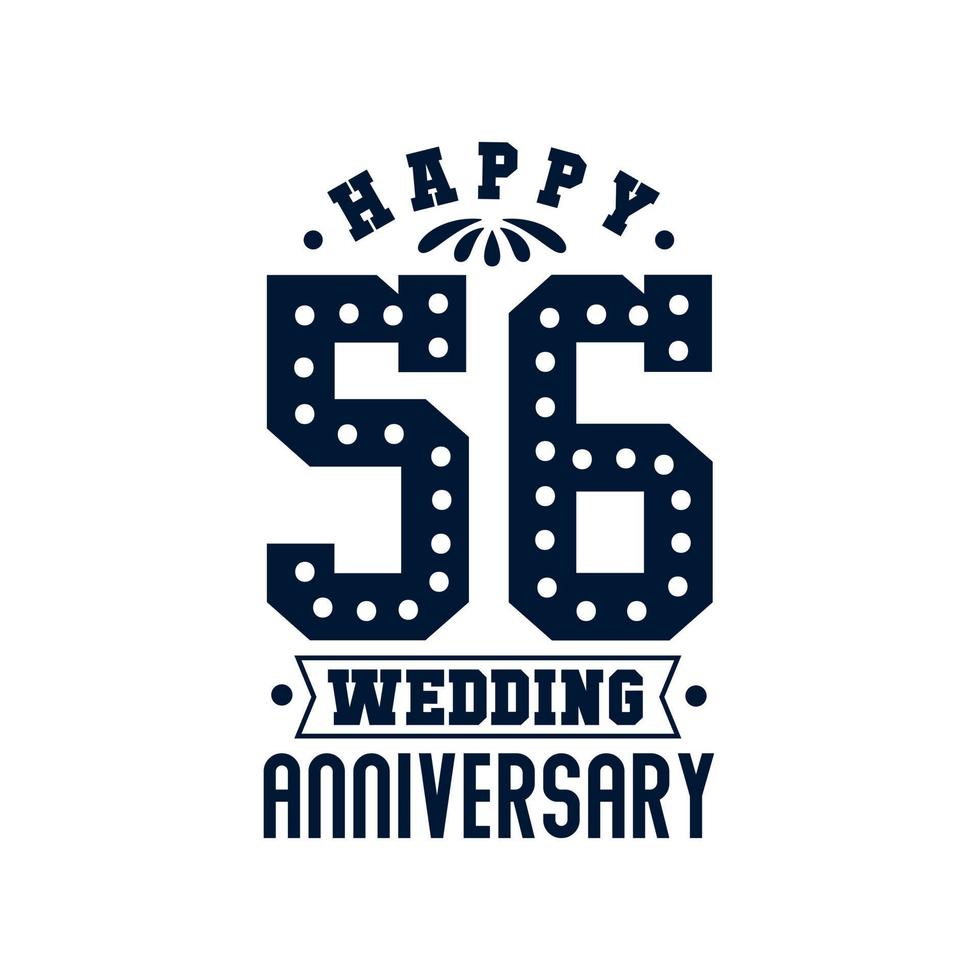 celebração de 56 anos, feliz 56º aniversário de casamento vetor