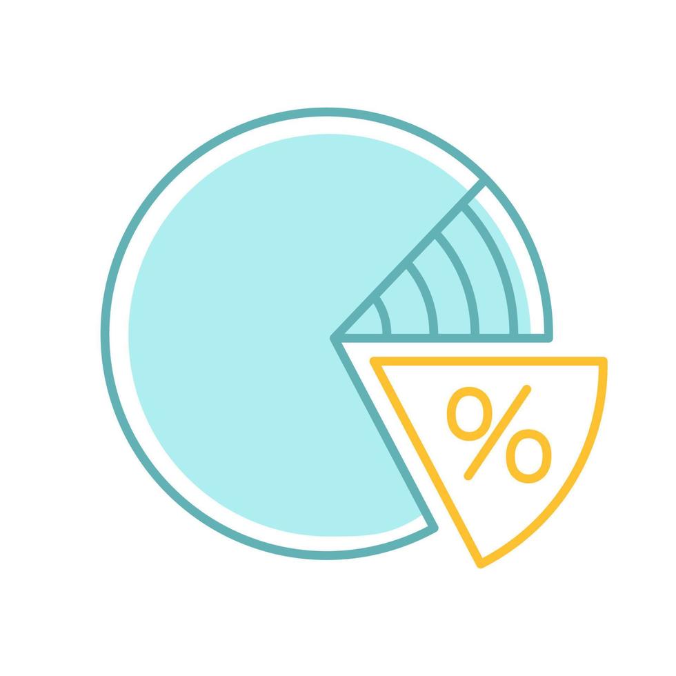 ícone de cor do gráfico de pizza de porcentagem. diagrama percentual. ilustração vetorial isolada vetor