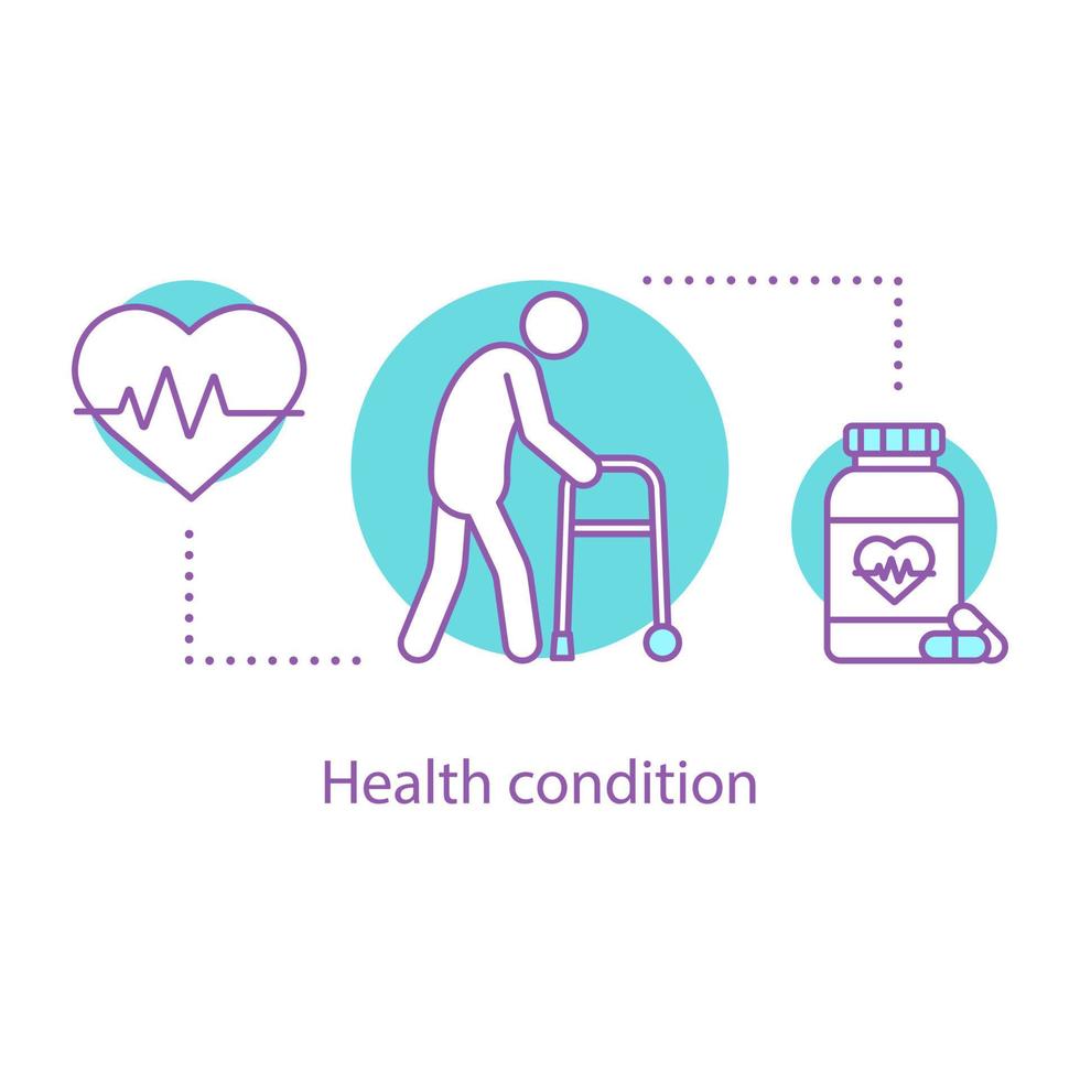 ícone de conceito de condição de saúde. doença cardiovascular. senilidade idéia ilustração de linha fina. desenho de contorno isolado de vetor