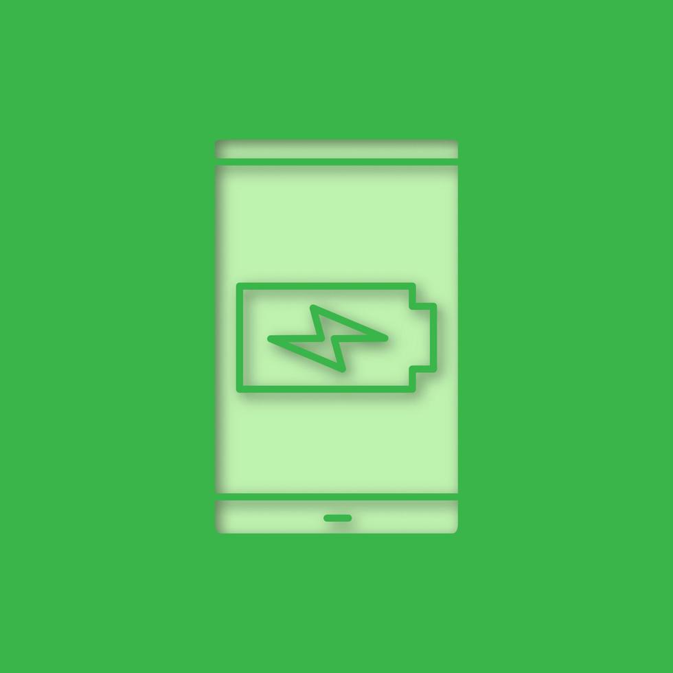 ícone de recorte de papel de carregamento de bateria de smartphone. ilustração isolada de silhueta vetorial vetor