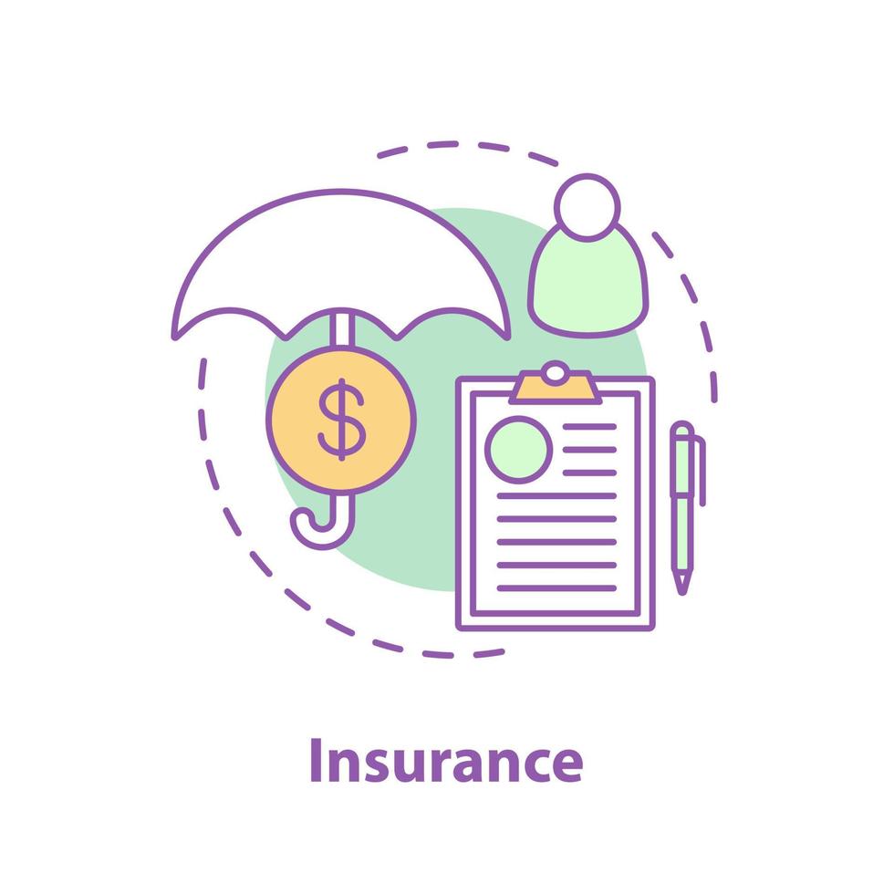 ícone de conceito de apólice de seguro de vida. ilustração de linha fina de ideia de gerenciamento de risco. desenho de contorno isolado de vetor