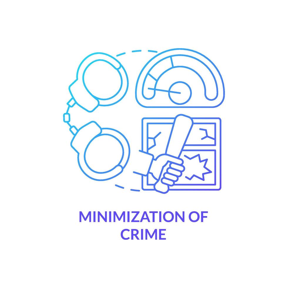 minimização do ícone de conceito gradiente azul crime. serviço policial. ilustração de linha fina de idéia abstrata de segurança e proteção nacional. desenho de contorno isolado. vetor