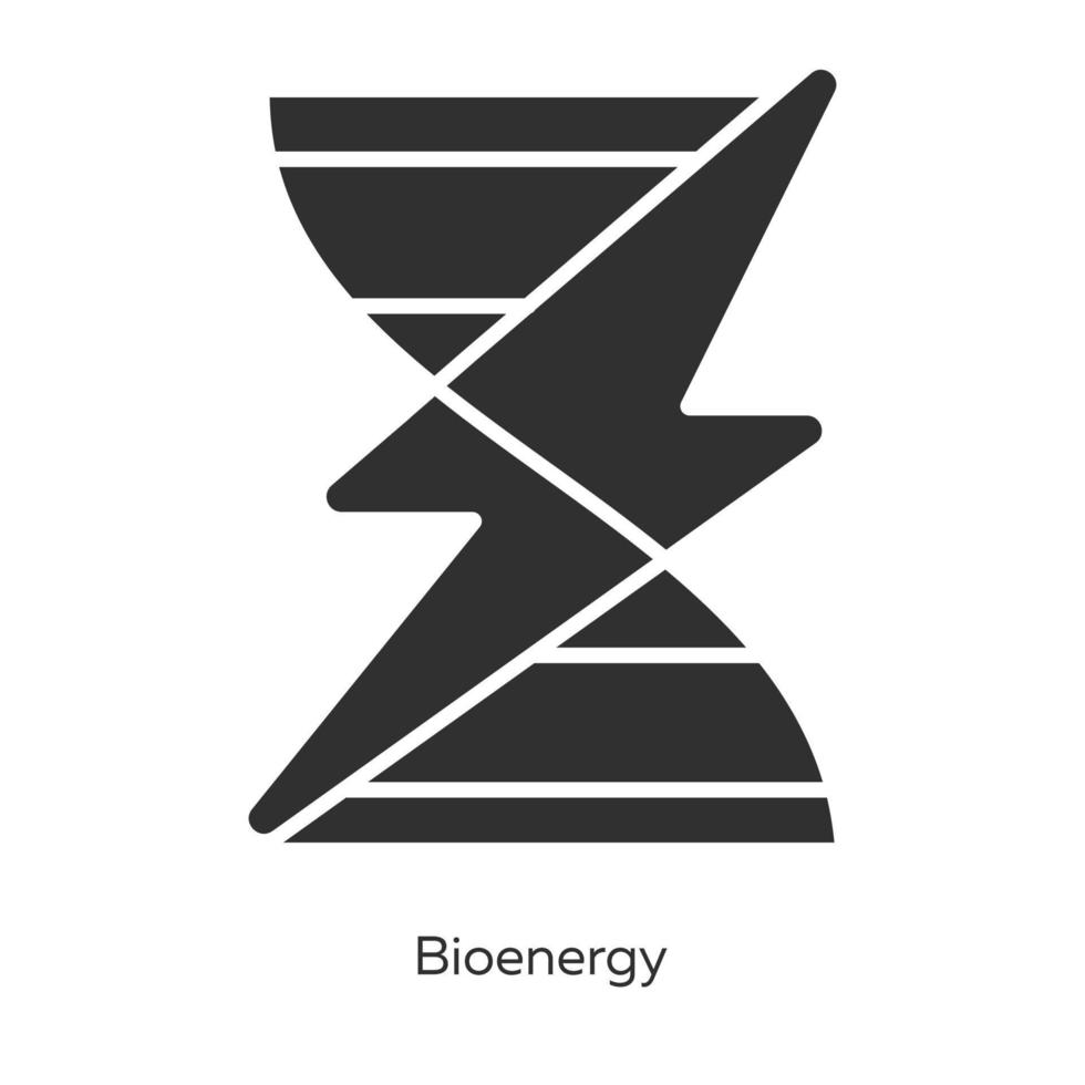 conjunto de ícones de glifo de bioenergia. biocombustível. matéria orgânica para a produção de energia renovável. conversão de biomassa em eletricidade. símbolos de silhueta. ilustração vetorial isolada vetor