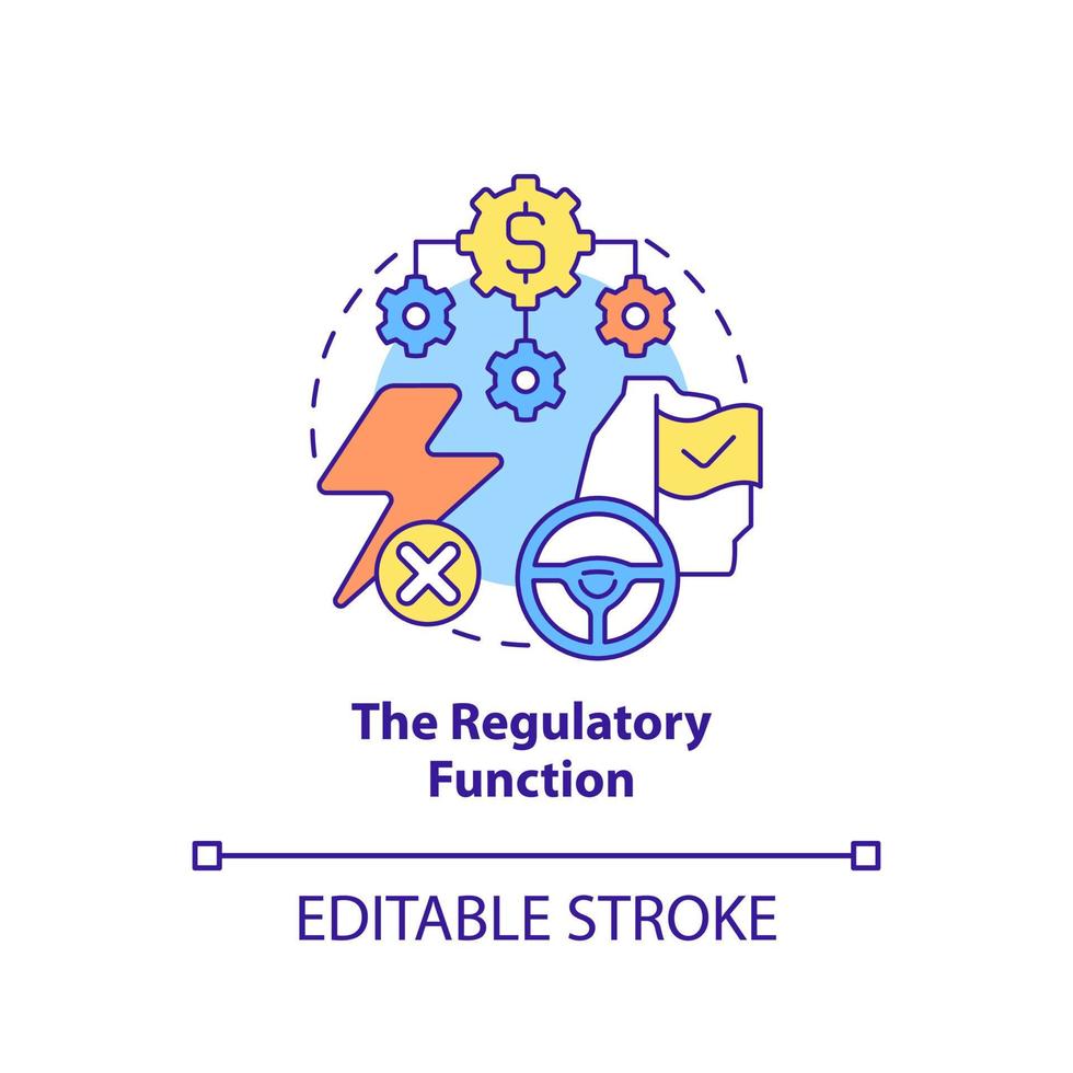 ícone de conceito de função regulatória. segurança do sistema financeiro. ilustração de linha fina de idéia abstrata de segurança econômica nacional. desenho de contorno isolado. traço editável. vetor