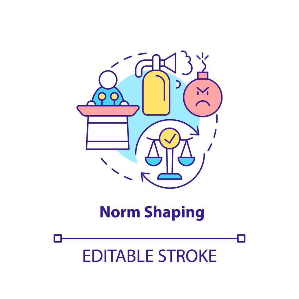 ícone de conceito de moldagem de norma. prevenção de conflitos. ilustração de linha fina de idéia abstrata de segurança comunitária. desenho de contorno isolado. traço editável. vetor