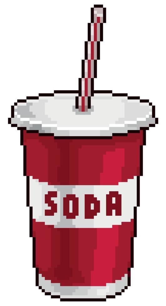 ícone de vetor de vidro de refrigerante de pixel art jogo retrô de 8 bits em fundo branco