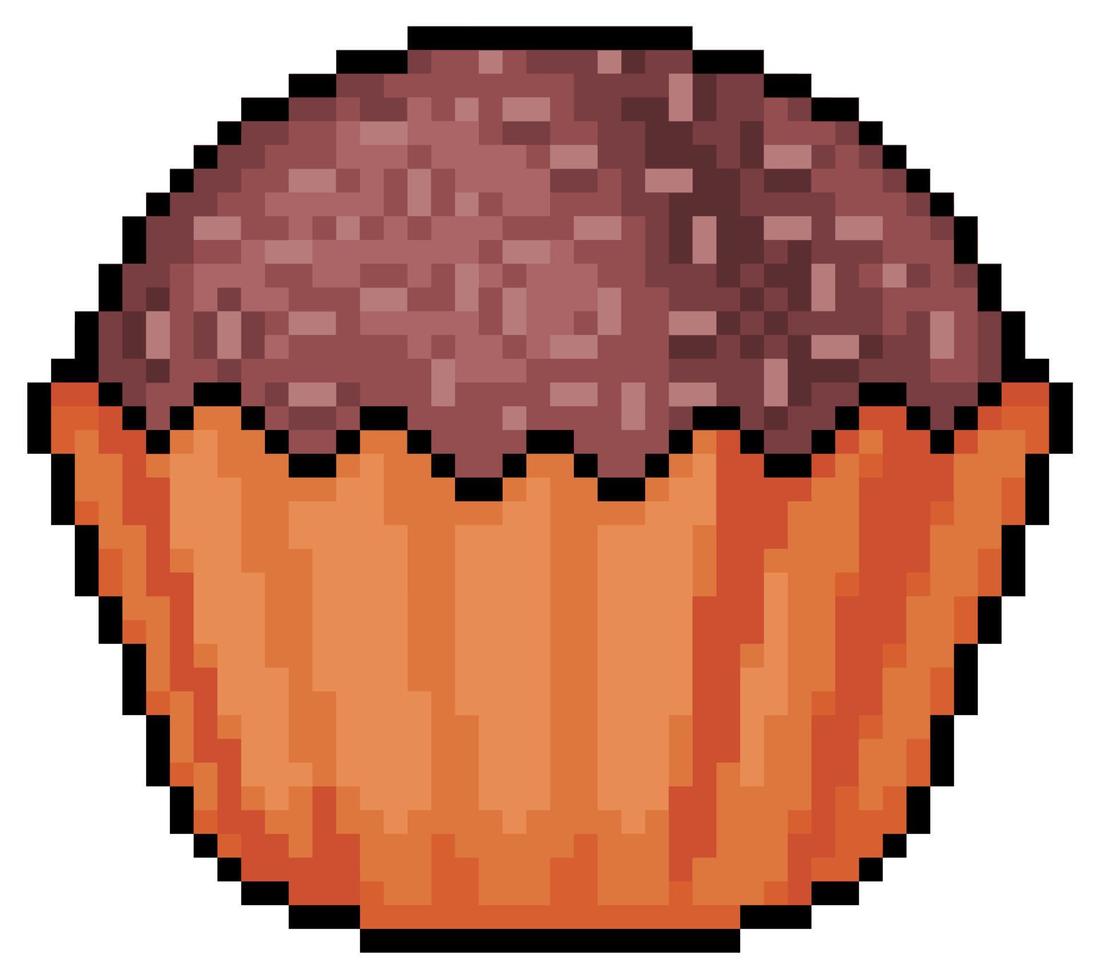 jogo de 8 bits de ícone de brigadeiro de chocolate pixel art com fundo branco vetor