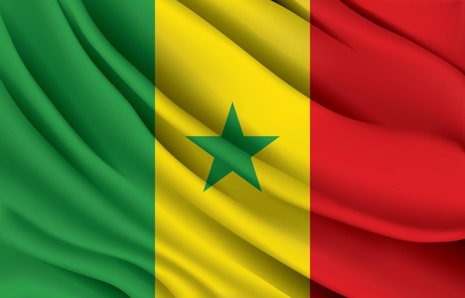 bandeira nacional do senegal acenando ilustração vetorial realista vetor