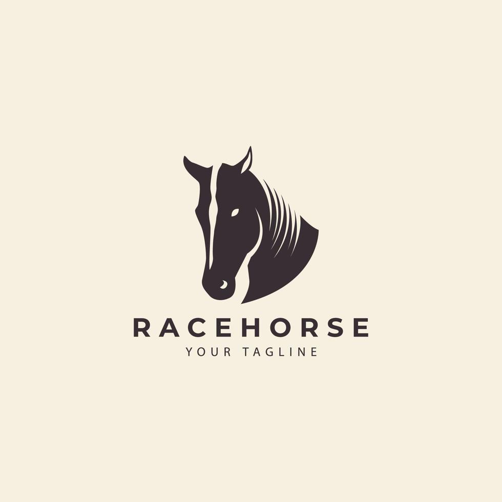 cabeça de cavalo logotipo silhueta preta corrida de cavalos vaqueiro fazenda de cavalos vetor ícone símbolo ilustração design