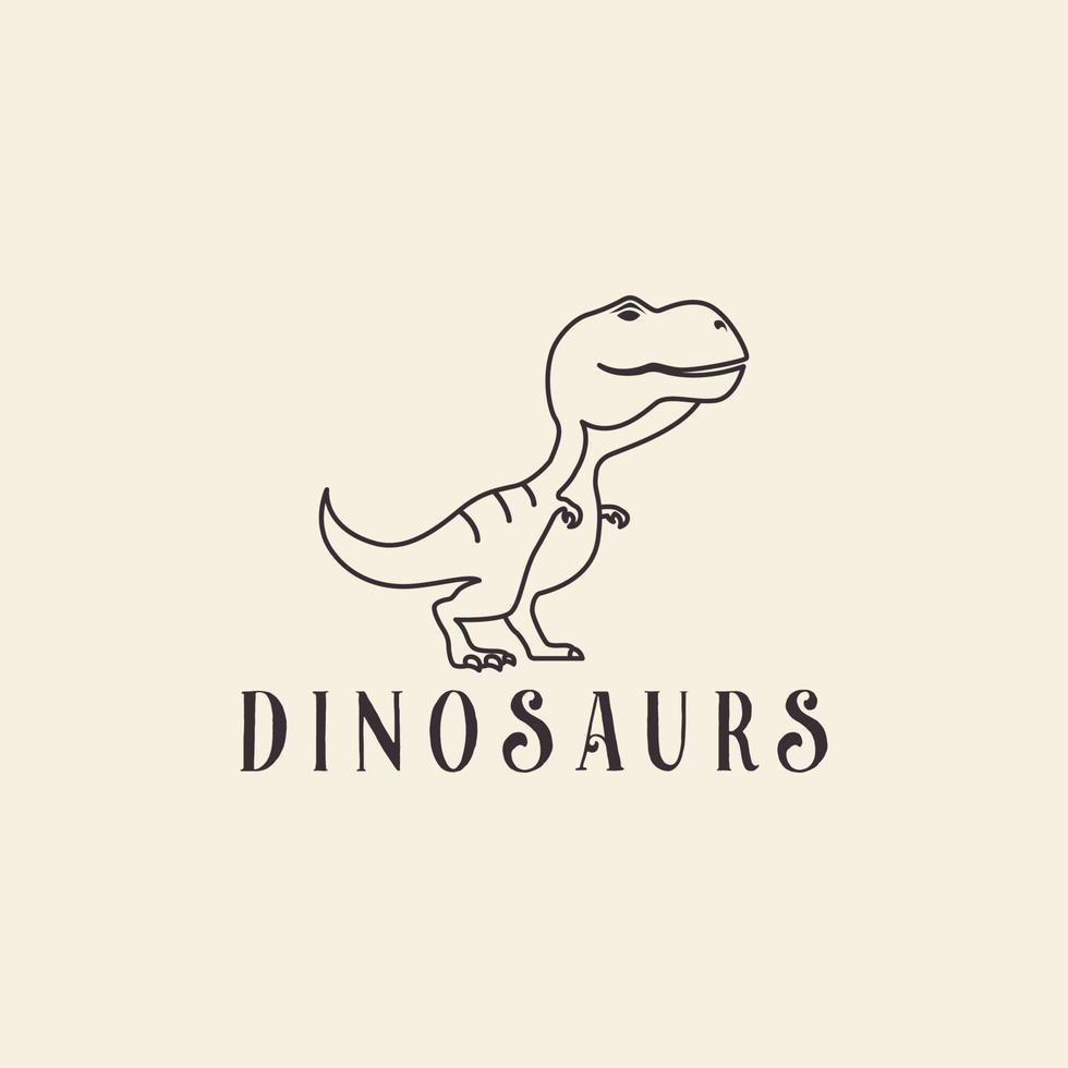 estilo de linha de dinossauro t-rex bonito logotipo vetor ícone símbolo ilustração design