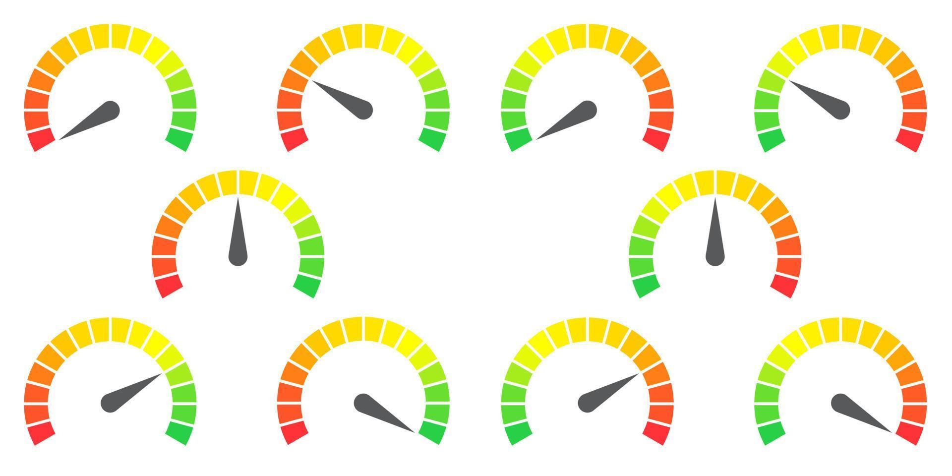 elemento de medidor infográfico de sinal de medidor de vermelho para verde e verde para ilustração vetorial vermelho vetor