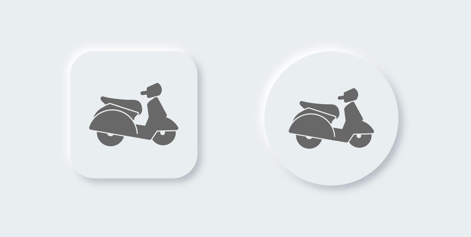 ícone sólido de scooter no estilo de design neomórfico. motocicleta assina ilustração vetorial. vetor