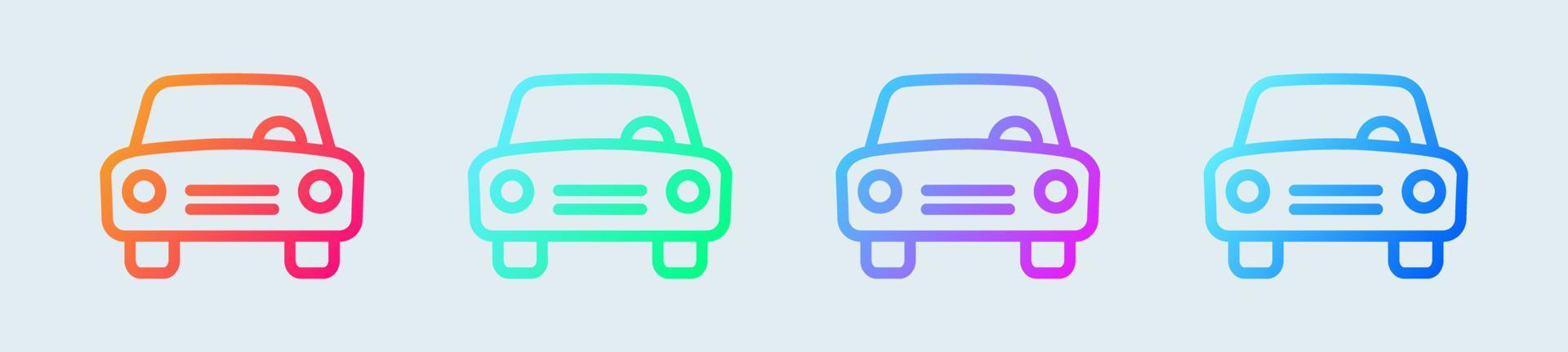 ícone de linha de carro em cores gradientes. ilustração vetorial de sinais de transporte. vetor