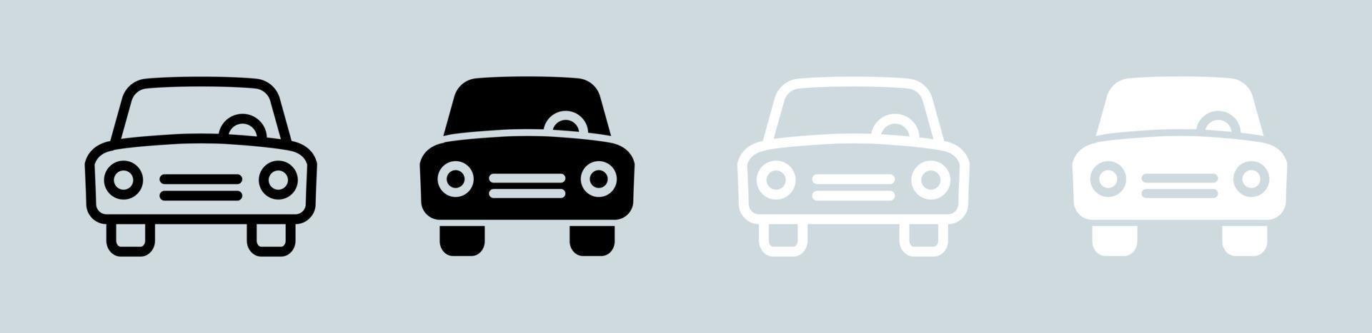 ícone do carro definido nas cores preto e branco. ilustração vetorial de sinais de transporte. vetor