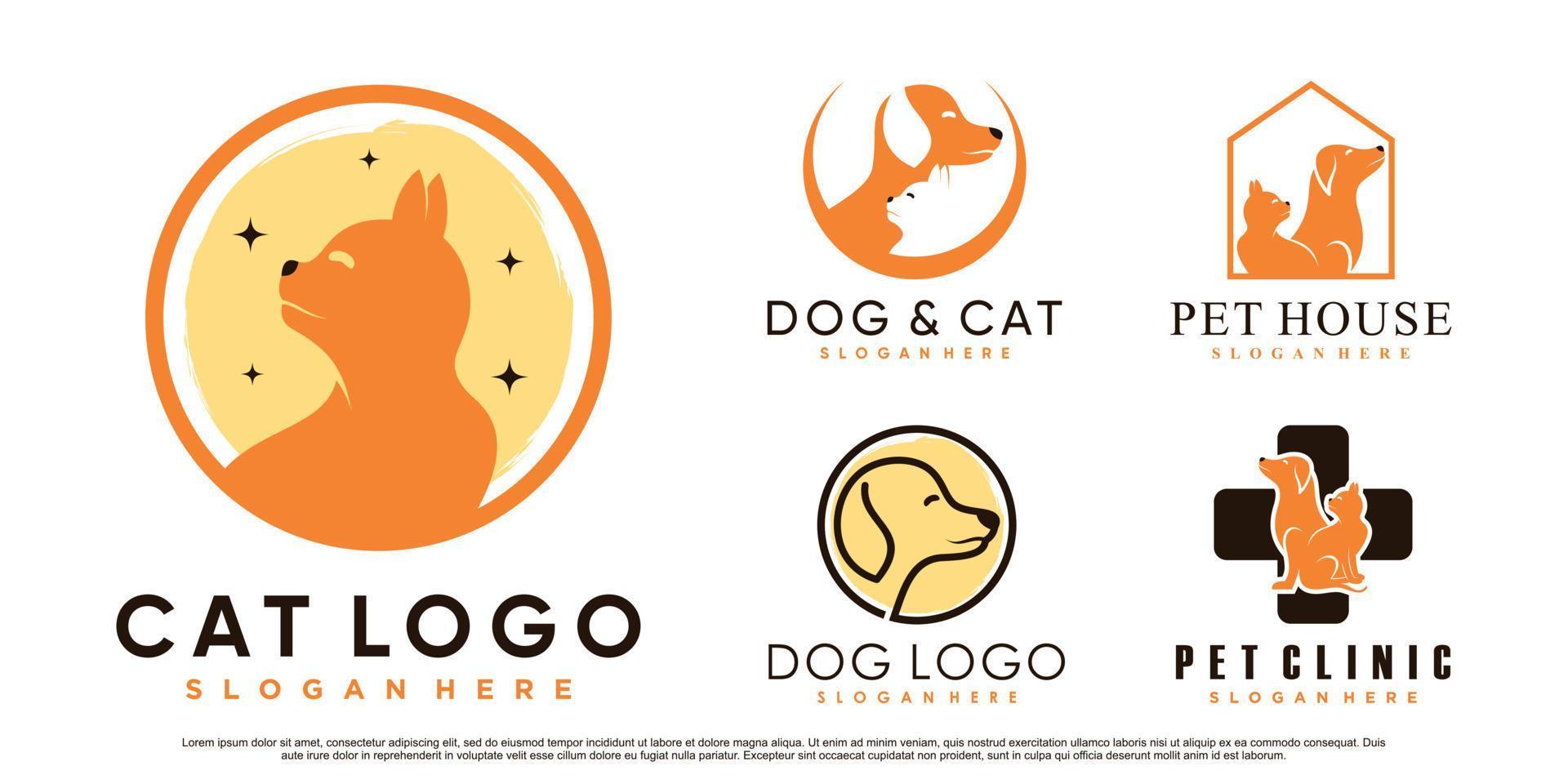 definir coleção de design de logotipo de animais de estimação para pet shop ou clínica com vetor premium de elemento criativo