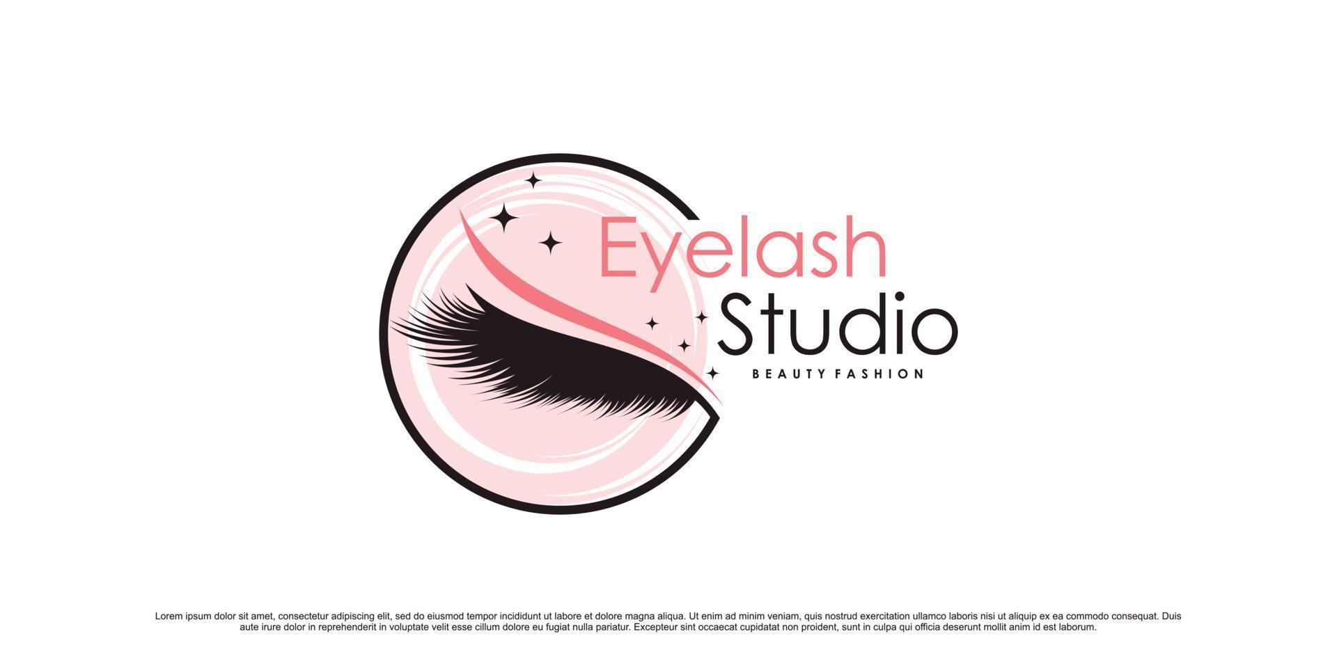 design de logotipo de extensão de cílios elegante para estúdio de maquiagem de beleza com vetor premium de elemento criativo