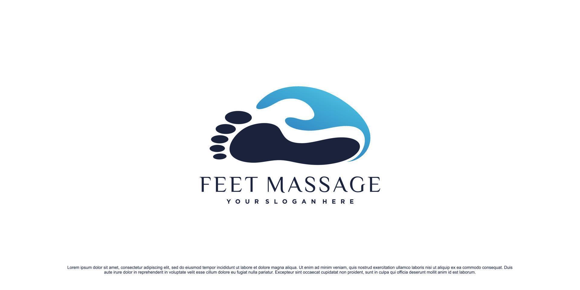 design de logotipo de massagem de pés de podologia com vetor premium de conceito exclusivo criativo