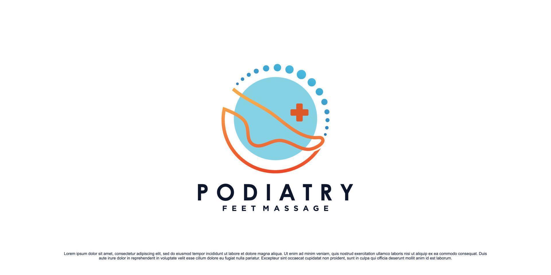 design de logotipo de massagem de pés de podologia com conceito de tornozelo e vetor premium de elemento criativo