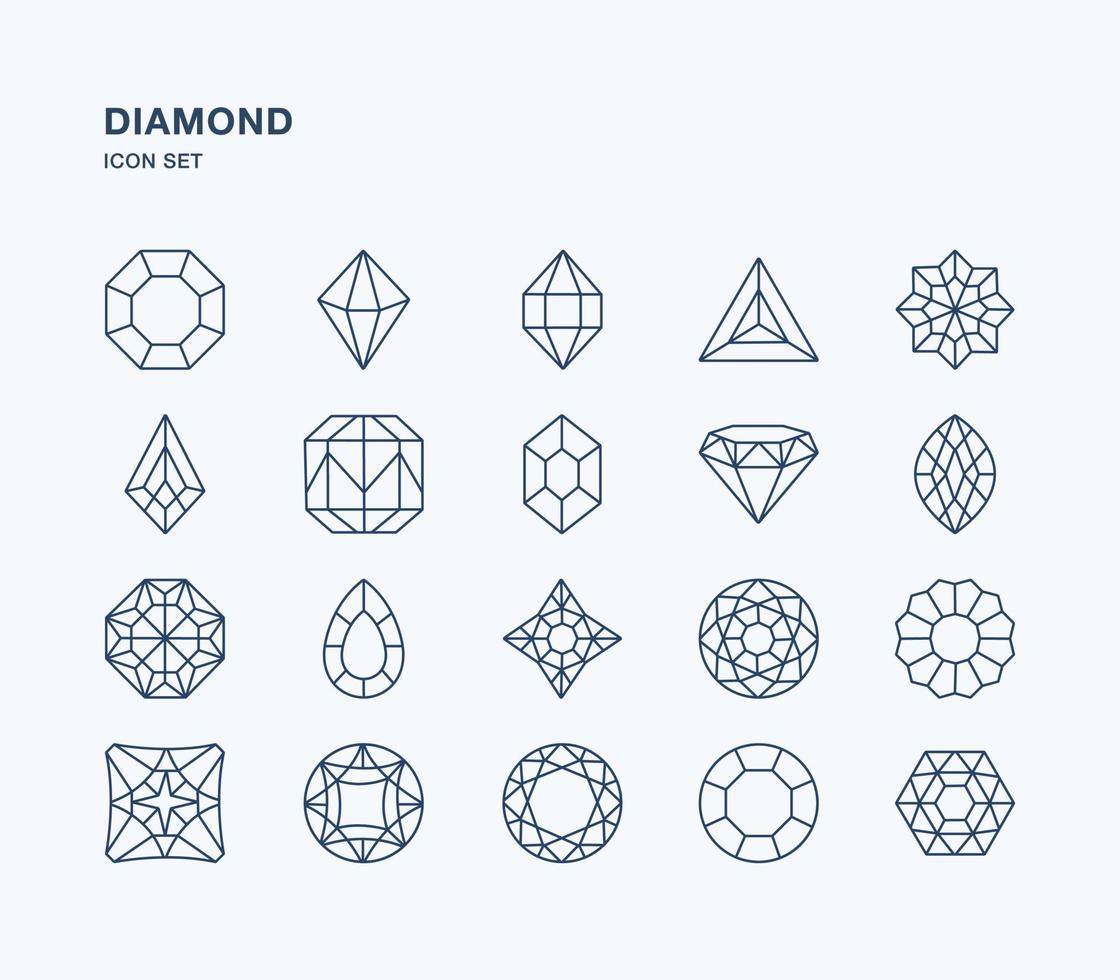conjunto de ícones de diamantes e gemas vetor