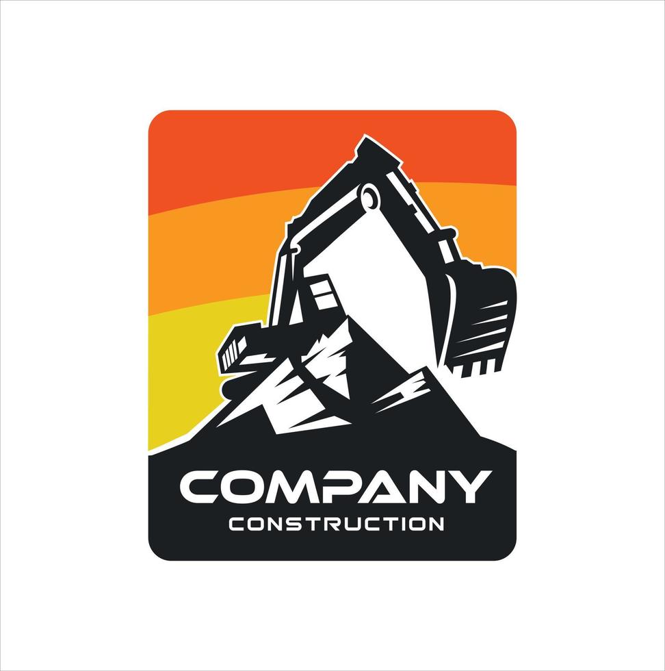 ilustração de design de emblema de logotipo de escavadeira para empresa de construção vetor