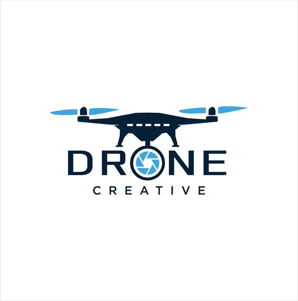 modelo de design de logotipo de fotografia de câmera de drone aéreo vetor