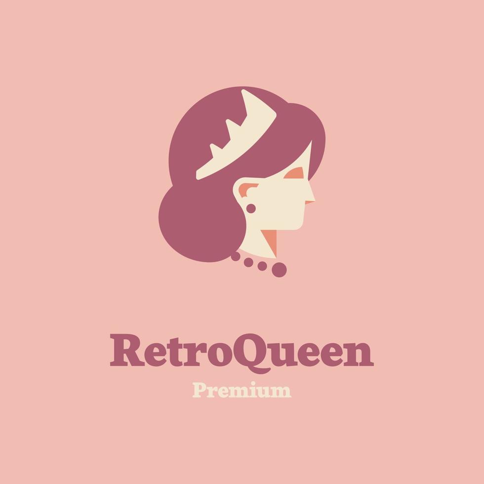 logotipo de retrato de rainha retrô vetor