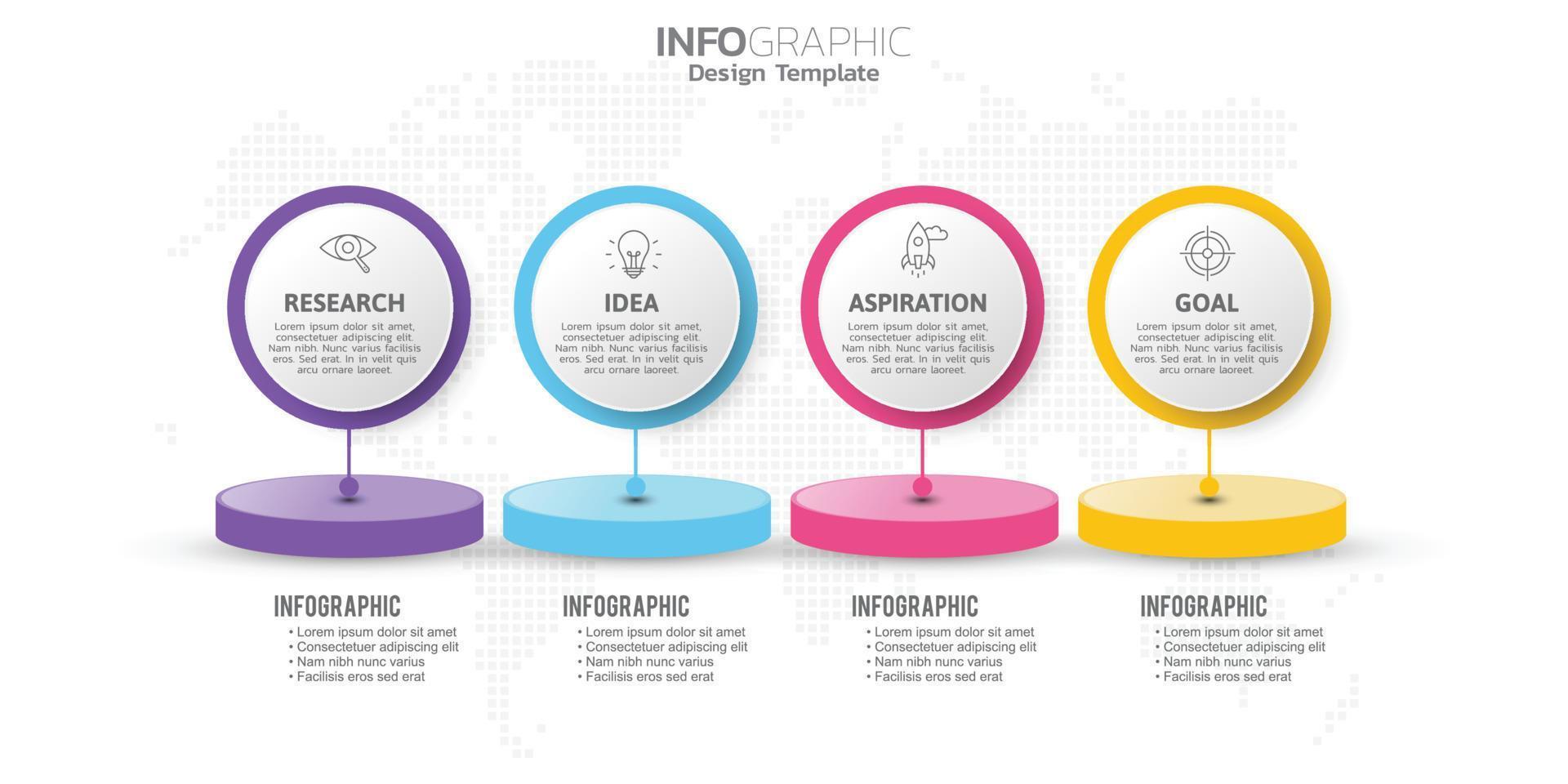 elementos infográficos de 4 etapas para conteúdo, diagrama, fluxograma, etapas, peças, linha do tempo, fluxo de trabalho, gráfico. vetor