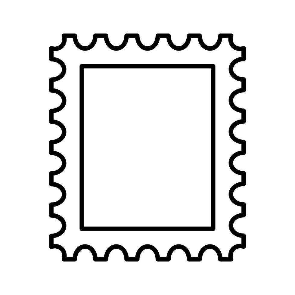 ícone de quadro de selo postal. modelo de borda vazia para cartões postais e cartas. retângulo em branco e selo quadrado com borda perfurada. ilustração vetorial isolada no fundo branco vetor