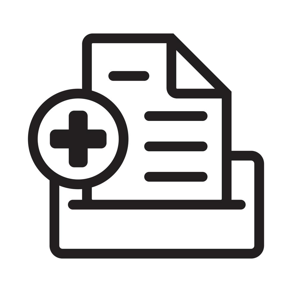 ícone de vetor de arte de linha de registro médico para aplicativos ou sites