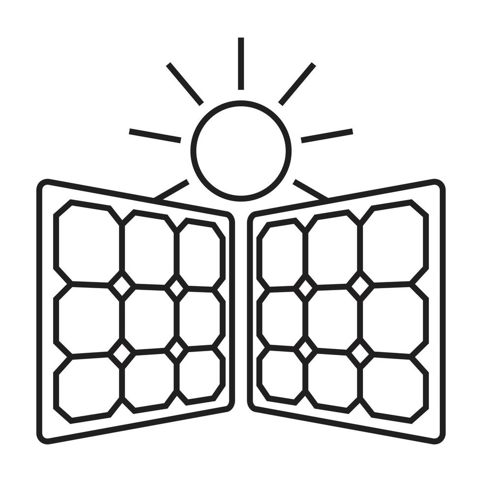 ícone de vetor de arte de linha um painel solar dois com sol para aplicativos ou sites