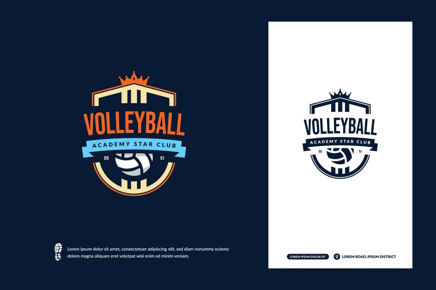 logotipo do clube de vôlei, modelo de emblemas de torneio de vôlei. identidade da equipe esportiva, ilustrações vetoriais de design de crachá e-sport vetor