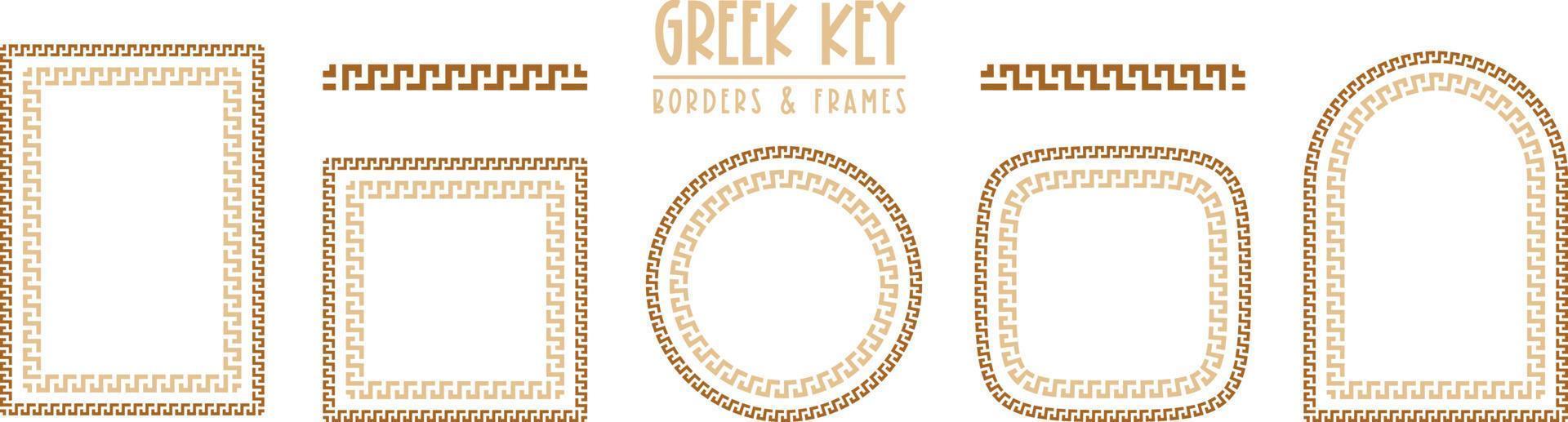 coleção de molduras e fronteiras gregas. meandro antigo decorativo vetor