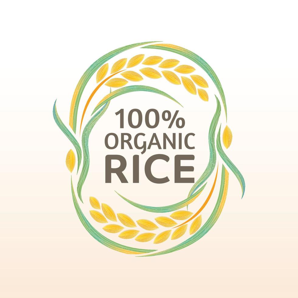 design de vetor de banner de produto natural orgânico premium de arroz em casca