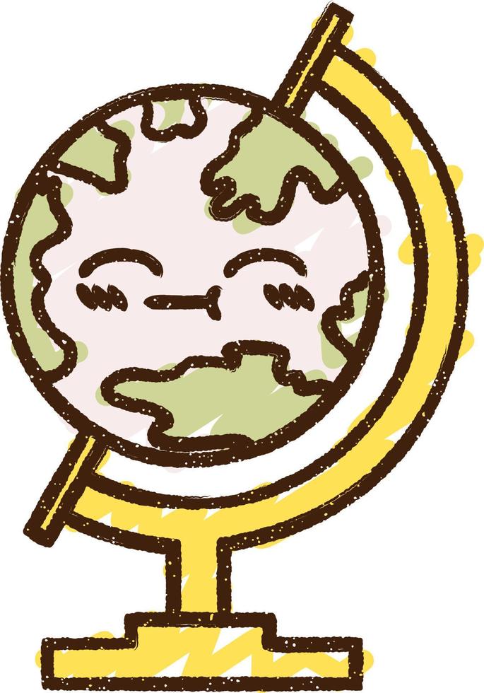desenho de giz de globo de geografia vetor