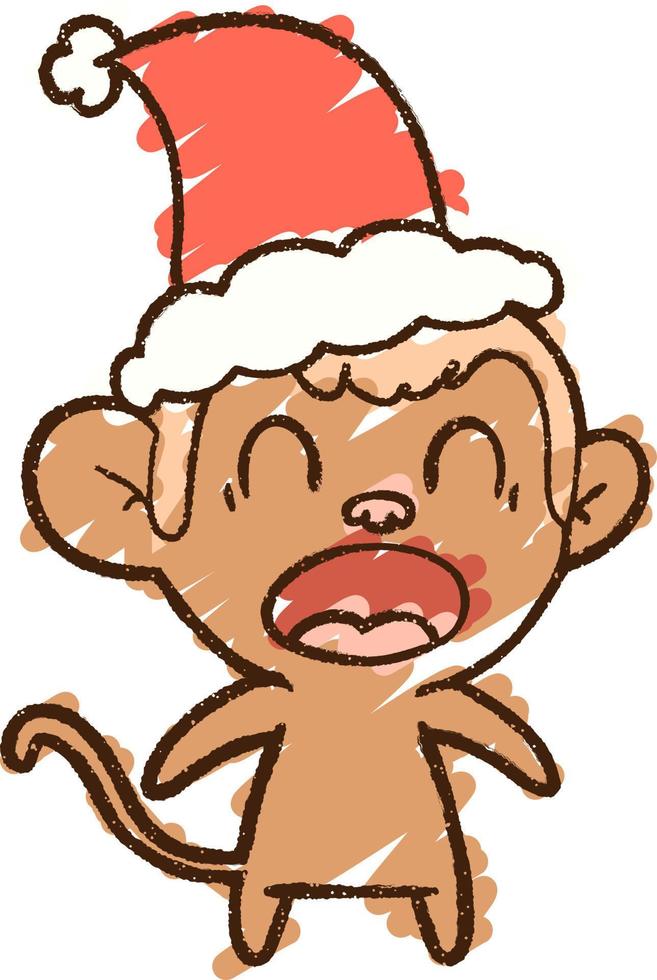 desenho de giz de macaco de natal vetor