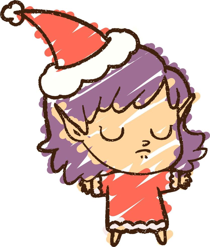 desenho de giz de duende de natal vetor