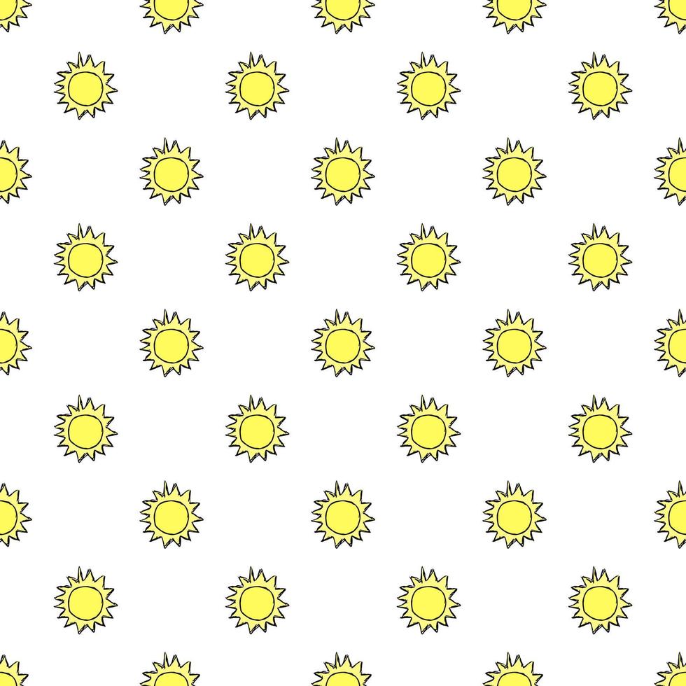doodle ilustração vetorial com sol. padrão de espaço sem costura. fundo do cosmos. vetor