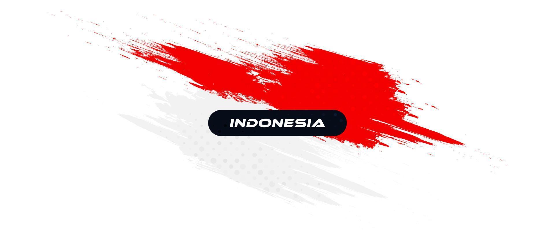 bandeira da indonésia com conceito de pincel. feliz dia da independência indonésia. bandeira da Indonésia em estilo grunge vetor