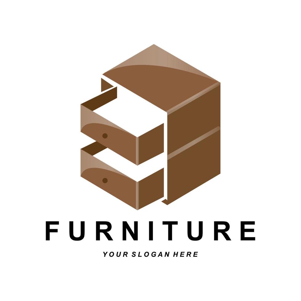 design de logotipo de guarda-roupa, ilustração de lugar de roupas de móveis, vetor de ícone de marca de empresa de artesanato em madeira