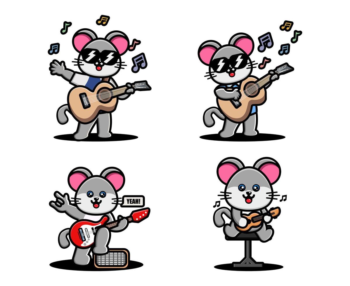 rato fofo tocando guitarra vetor